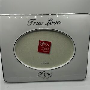 Russ White Oval 'True Love' Photo Frame with Silver Trim